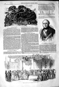 Original Old Antique Print 1849 Military Ball Chelsea Boulay Rattlesnake Zoo