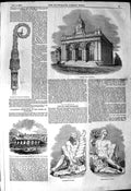 Original Old Antique Print 1849 Newark Corn Exchange Inverness Bridge Crozier