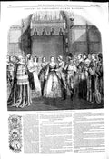 Original Old Antique Print 1849 Queen Opening Parliament House Lords Chancellor