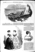 Original Old Antique Print 1849 Ship Wreck Tigress Dover Paris Fashion Demidoff