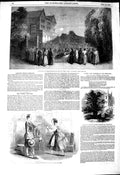 Original Old Antique Print 1849 Sadler'S Wells Theatre Surrey Yew-Tree Darley