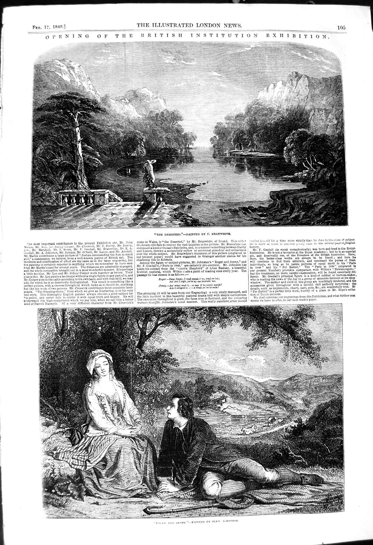 Old Antique Print 1849 Roger Jenny Romance Johnston Fine Art Lake Hills 19th