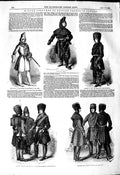 Original Old Antique Print 1849 Winter Costumes British Officers Troops Can 19th