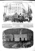 Original Old Antique Print 1849 Illuminations Capitol Rome Roman National A 19th