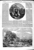 Original Old Antique Print 1849 Harvest Field Jutsum Grave Cemetery Marshall