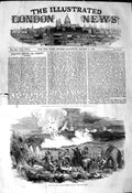 Original Old Antique Print 1849 Scene Siege Moultan War Siers Explosion 19th