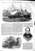 Original Old Antique Print 1849 Ship Steamer Forth Green Wreck Newcastle Whitby