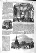 Old Antique Print 1849 Justice Mansion House Enfield Railway Church Essex 19th