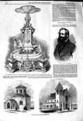 Original Old Antique Print 1849 Muntz Chapel Tower Hamlets Cemetery Gilt 19th