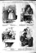 Original Old Antique Print 1849 London Characters Fruit Woman Tavern Sot People