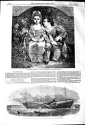Original Old Antique Print 1849 Ship Wreck Forth Steamer Alacranes Romance Art