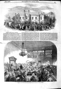 Original Old Antique Print 1849 Court House Rush Eliza Chestney Norwich St 19th