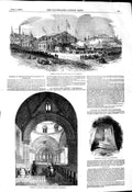 Original Old Antique Print 1849 Church Peter Cheltenham Crucifix Devon Railway