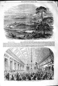 Old Antique Print 1849 View Genoa Dinner Cobden Corn Exchange Wakefield 19th