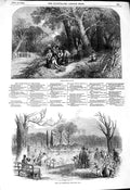 Original Old Antique Print 1849 Spring Scene Country St. James'S Park Duck 19th