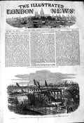 Original Old Antique Print 1849 Prince Albert Stone Docks Great Grimsby Flags