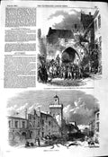 Original Old Antique Print 1849 Fortress Rendsburg Danish Prisoners War Brescia
