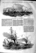 Original Old Antique Print 1849 French Troops Siers Ship Harbour Marseilles War
