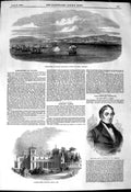 Original Old Antique Print 1849 War Ship Bulldog Catania Dundurn Castle 19th
