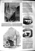 Original Old Antique Print 1849 Lombard London Fredericton Cathedral Cas 19th