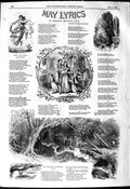 Original Old Antique Print 1849 May Lyrics Poems Nameless Mountain Garden Gate