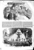 Old Antique Print 1849 Place De La Concorde Paris Illuminated Fountains 19th