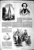 Original Old Antique Print 1849 Whalley Church Manchester Macready Whitsun Jug