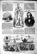 Original Old Antique Print 1849 Statue Marquis Londonderry Napier Kentish -Town