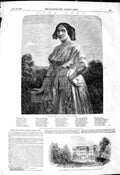 Old Antique Print 1849 Roman Country Girl India Military Seminary Croydon 19th