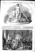 Old Antique Print 1849 Marble Group Graces Naked Ladies Militia Phillip 19th