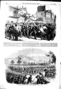Old Antique Print 1849 Montagnards Metiers General Changarnier War Paix 19th