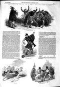 Original Old Antique Print 1849 Lord Holland'S Park Scottish Dancing Reel Sword