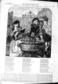 Original Old Antique Print 1849 Summer Scene Strawberry Girl Fruit Seller 19th