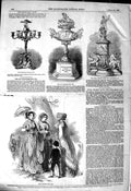 Original Old Antique Print 1849 Paris Fashion Loo Remembrance Cup Thames Yacht