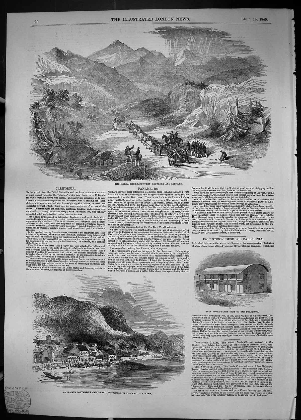 Old 1849 Sierra Madre Monterey Saltillo American Canoes Schooners Bay Victorian