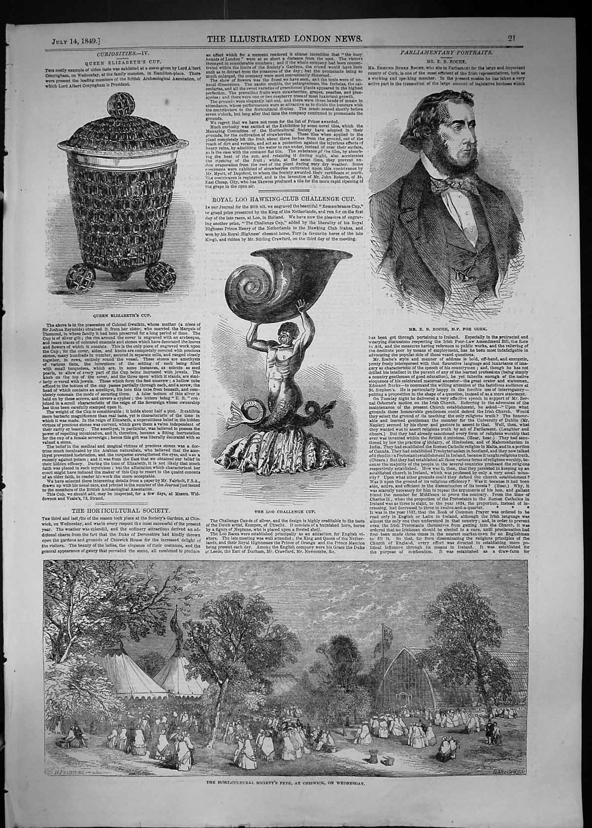 Old 1849 Roche M.P. Cork Loo Challenge Cup Horticultural Fete Chiswic Victorian