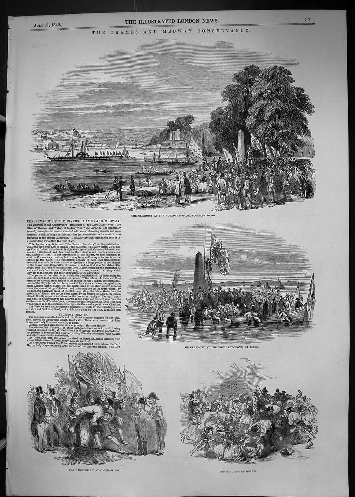 Old 1849 Conservancy River Thames Medway Cookham Wood Conservancy Ceremon 19th