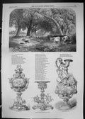 Old 1849 Summer Scene River Trees Cattle Goodwood Horse Cup Stewards Victorian