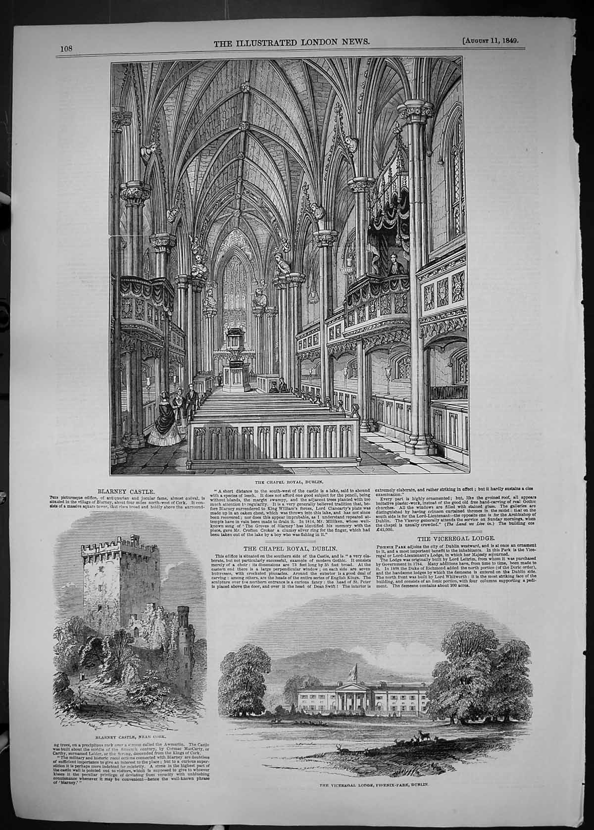 Old 1849 Chapel Royal Dublin Ireland Blarney Castle Phoenix Park Vice Victorian