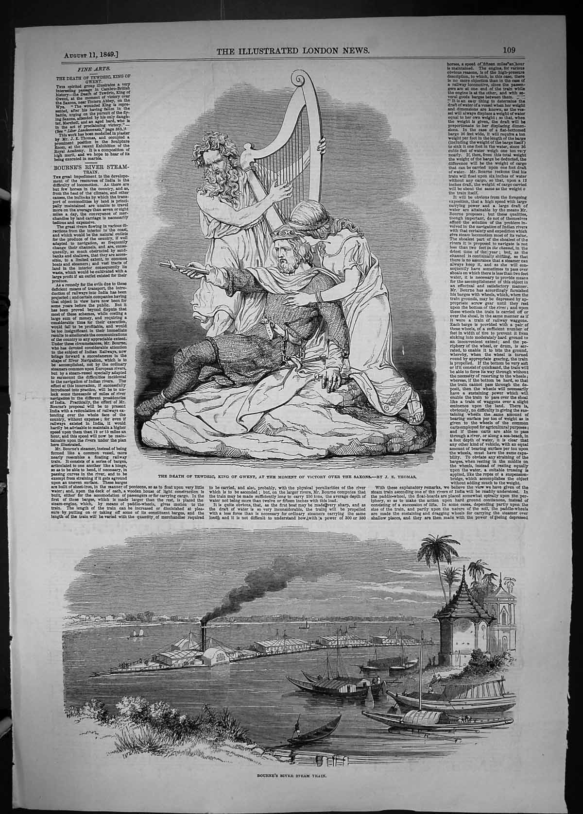 Old 1849 Death Tewdric King Gwent Saxons Sculpture Bourne'S River Ste Victorian