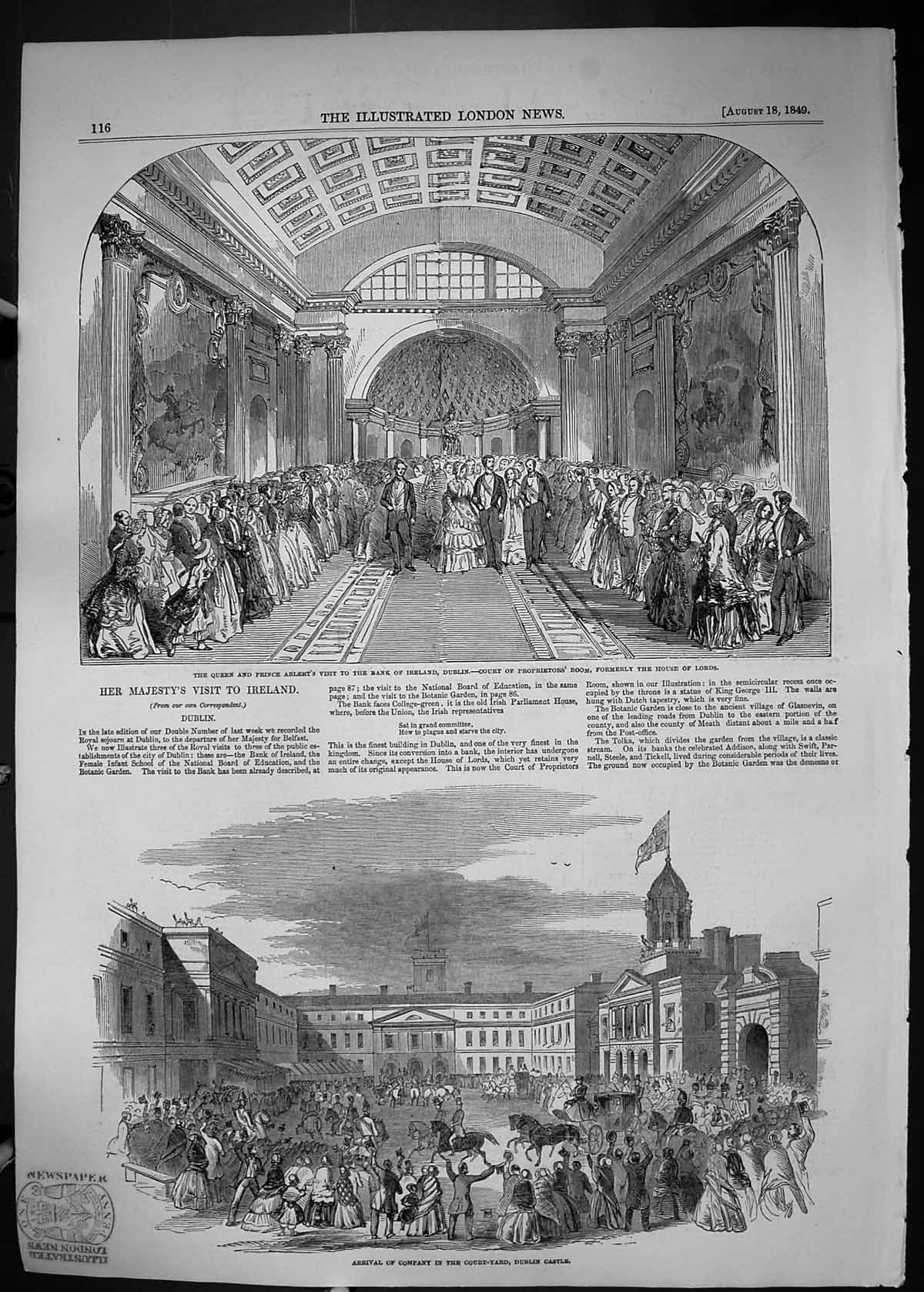 Old 1849 Queen Prince Albert Bank Ireland Dublin House Lords Court-Ya Victorian
