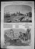 Old 1849 Venice Canal Dogana Church Sta. Maria Della Statue Orologio Victorian