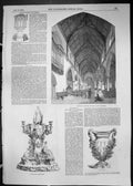 Antique Print 1849 Interior Church Battersea Morley Testimonial Wine Cooler