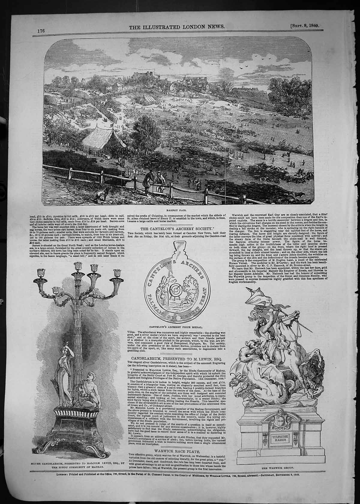 Old 1849 Barnet Fair Silver Candelabrum Malcolm Lewin Warwick Group C Victorian