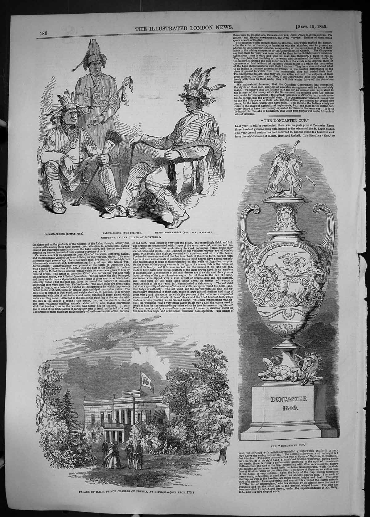 Old 1849 Chippewa Indian Chiefs Montreal Warrior Chingwackonce Palace Victorian