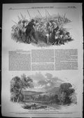 Old Print 1849 Cossacks Reading Guildford Reigate Railway Betchworth Park 19th