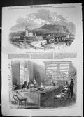 Old 1849 View Scarborough Pier Scene Men Sitting Board Health Gwydyr Victorian