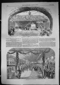Antique Old Print 1849 Royal Train York Railway Station Lord Mayor Archbishop