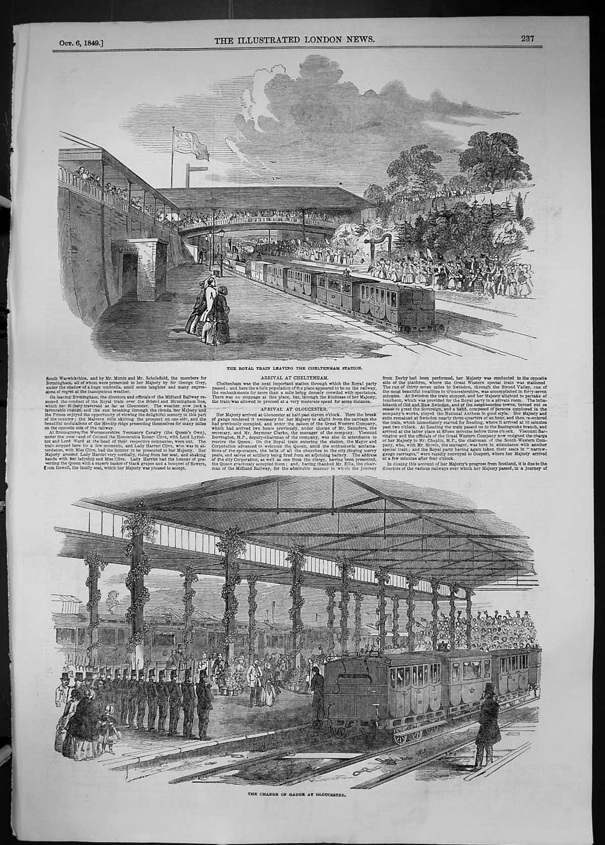 Old 1849 Royal Train Cheltenham Railway Station Change Gauge Transpor Victorian