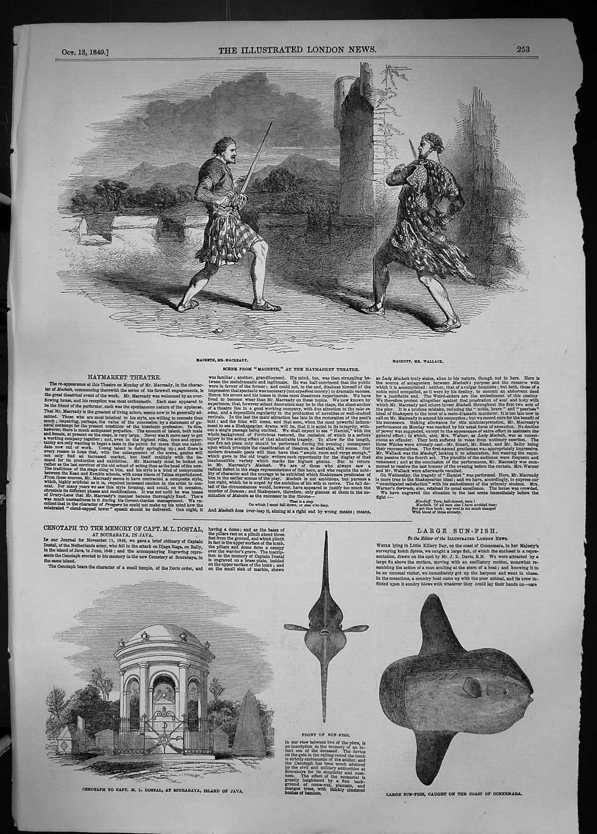 Old 1849 Macbeth Macready Macduff Wallace Theatre Cenotaph Dostal Java S 19th